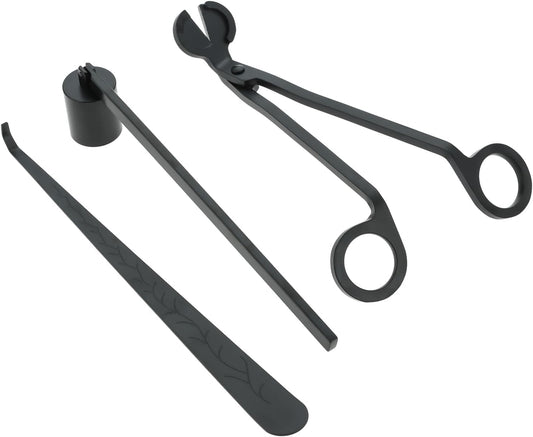3 in 1 Candle Accessory Set, Candle Wick Trimmer, Candle Wick Snuffer, Candle Wick Dipper Beautiful Box for Candle Lover (Black)