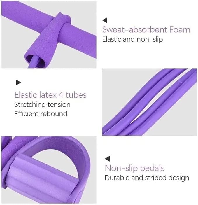 21 Fitness Resistance Bands - 4 Tube Pedal Ankle Puller, Yoga Handle Bands Exerciser Multifunction Trainer Tension Rope for Body, Abdomen, Waist, Arm, Tummy Exercise Stretching Training ( Color : Ash