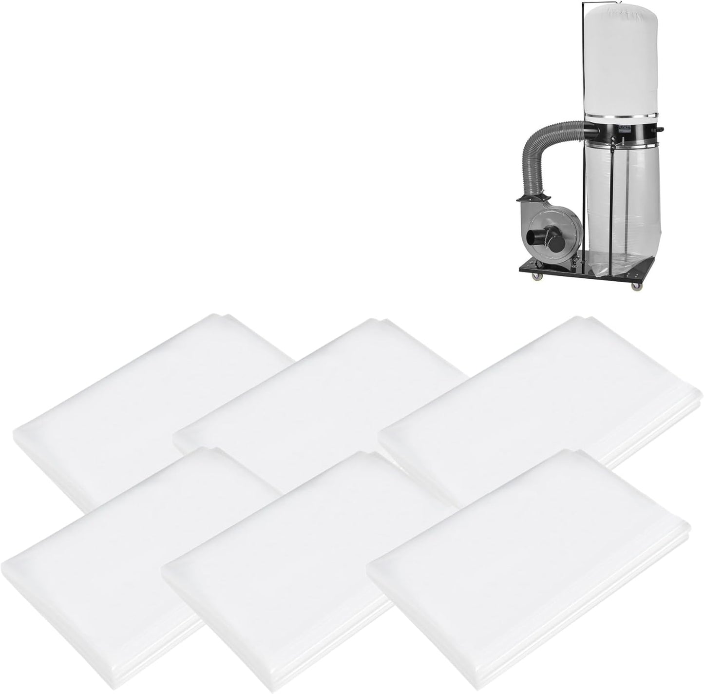 Dust Collector Bags 6pcs two-sided 7mil 19.5" diameter (31" width x 40" length) for Harbor Freight Central Machinery 70 Gallon Dust Collector (6)