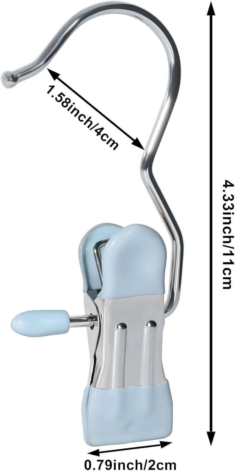 15/30Pcs Upgrade Double Head Clamp Dipped Clothespin for Laundry Hooks with Clips, Boot Holder, Hanging Clips, Portable Multifunctional Hangers Single Clip Space Saving for Jeans, Hats (30, Blue)