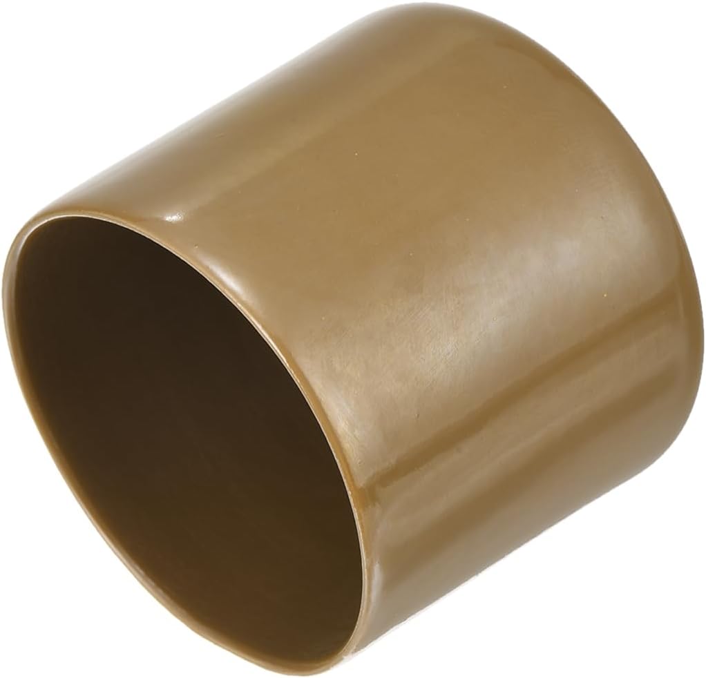 uxcell 20pcs Rubber End Caps 44mm(1 3/4") ID Vinyl PVC Round Tube Bolt Cap Cover Screw Thread Protectors Light Brown