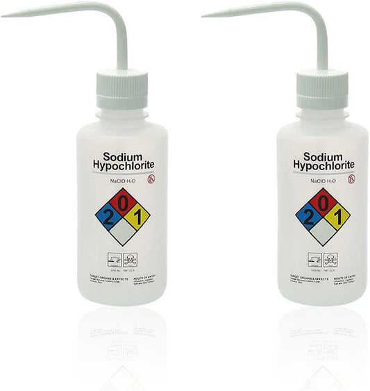 2pcs of Self-Venting Safety Wash Bottles, Vol.500ml 17oz, Sodium Hypochlorite Wash Bottle, LDPE Material, LVM006