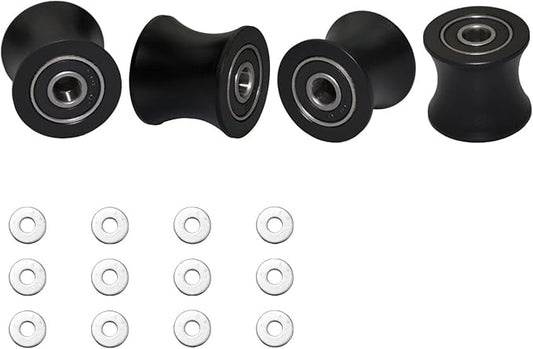 Total Gym Replacement Set of 4 Wheels/Rollers Compatible with Models DLX, DLX II, DLX III, Adv DLX, Pilates, Pilates Pro 2500, 3000, 4000，570, 2000 （Black）
