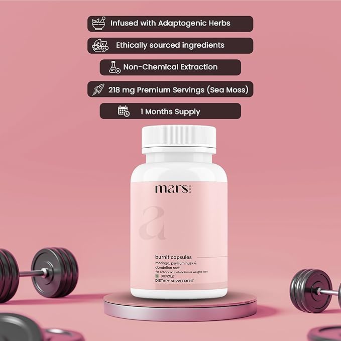 Mars BurnIt Capsules | Enriched with Psyllium Husk, Moringa & Dandelion Root | Supports Digestion, Detox & Weight Management | Pack of 1