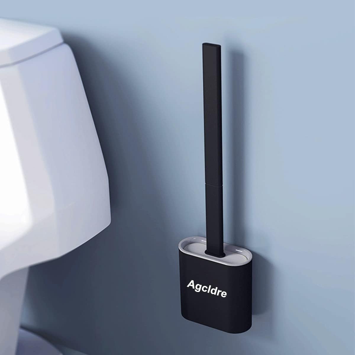 Toilet Brush with Holder Silicone Toilet Brush and Cleaning Brush for Household Bathroom Toliet Brush Set (Black,Gray)