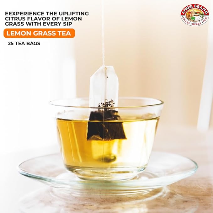 Angel Brand Lemongrass Tea Bags, 20 Bags – Lemon Grass Tea with Ginger, Rose Hips, & Cloves - lemongrass tea bags Famous in Jamaican culture with Balanced Flavor, Rich Nutrients & Health Benefits