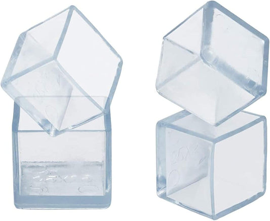 Still Awake 12 Pcs Transparent Square Anti-Slip Rubber Leg Tips Chair Leg Caps Furniture Floor Protectors Chair Table Bar Stool Leg Covers Furniture Leg Cube Feet 1.97 Inch x 1.97 Inch (50 x 50mm)