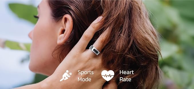 Touch-Control Smart Ring Health Tracker, 5-Day Battery, 20.7mm Size, Monitors Heart Rate, Body Temperature, Blood Oxygen, Menstrual Cycle, Daily Fitness & Calorie Tracking – Black