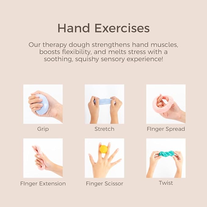 Therapy Dough - Hand Exercise For Rehabilitation, Exercises, Hand Therapy, Occupational Therapy, Hand Strengthening, Improve Motor Skills, Stress Relief