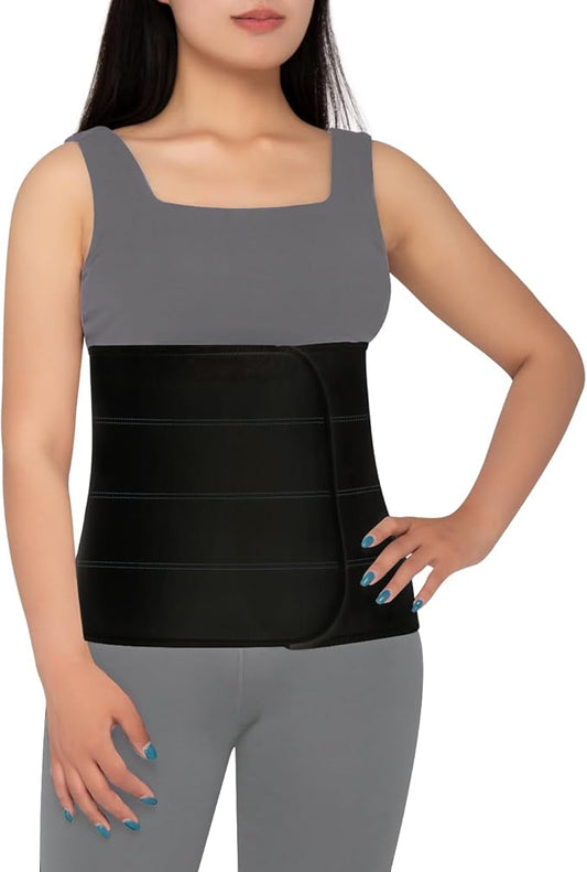 S Abdominal Binder Post Surgery for Men and Women, 12" High Postpartum Tummy Tuck Belt Provides Bariatric Stomach Compression, High Elasticity, Breathable - (60" - 75") 4 PANEL Black