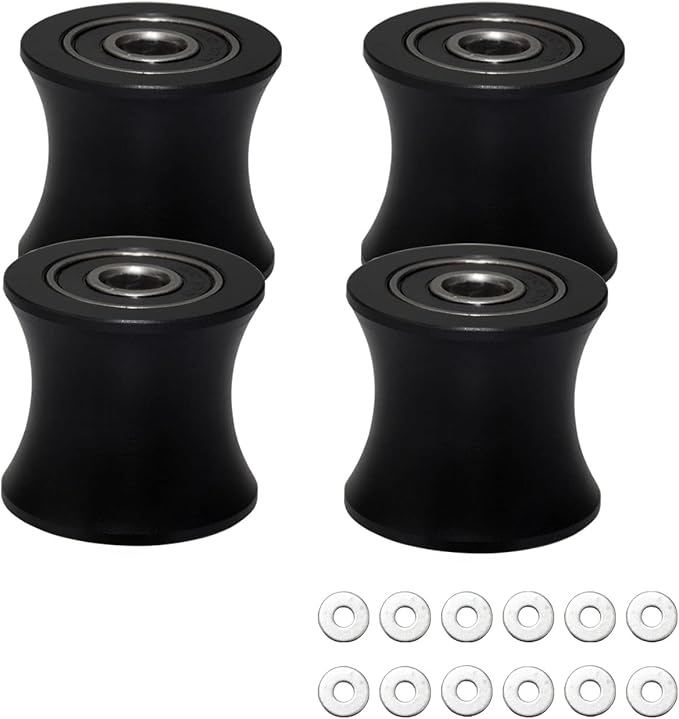 Total Gym Replacement Set of 4 Wheels/Rollers Compatible with Models DLX, DLX II, DLX III, Adv DLX, Pilates, Pilates Pro 2500, 3000, 4000，570, 2000 （Black）
