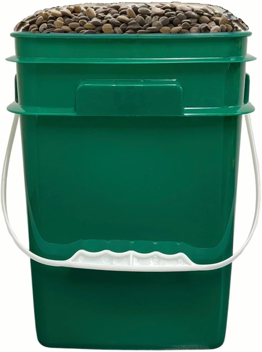 House Naturals 4 Gallon Square Food Grade Bucket Pail with Plastic Handles and Lid (Pack of 3) Made in USA containers (Dark Green - Black lids)