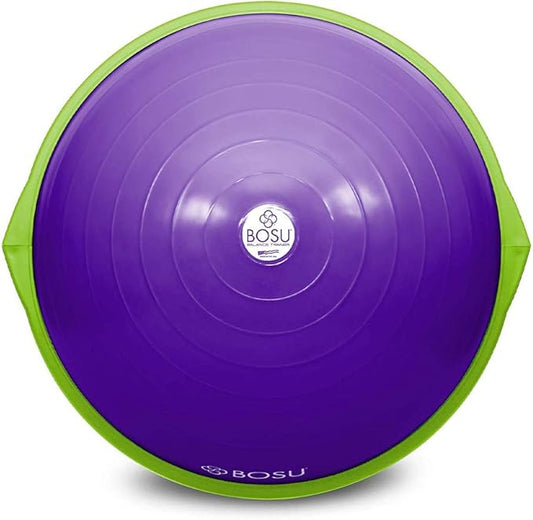 Bosu Balance Ball Exercise Trainer, Home Gym Equipment w/ Guided Workouts & Pump, 26", Blue - Inflatable Fitness Platform for Strength Training, Standing, Balancing, and Core Workout