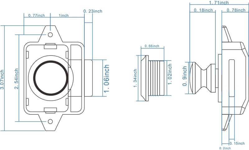 Encell Set of 5 Push Button Latch Cupboard for RV Camper Motor Home Caravan Black