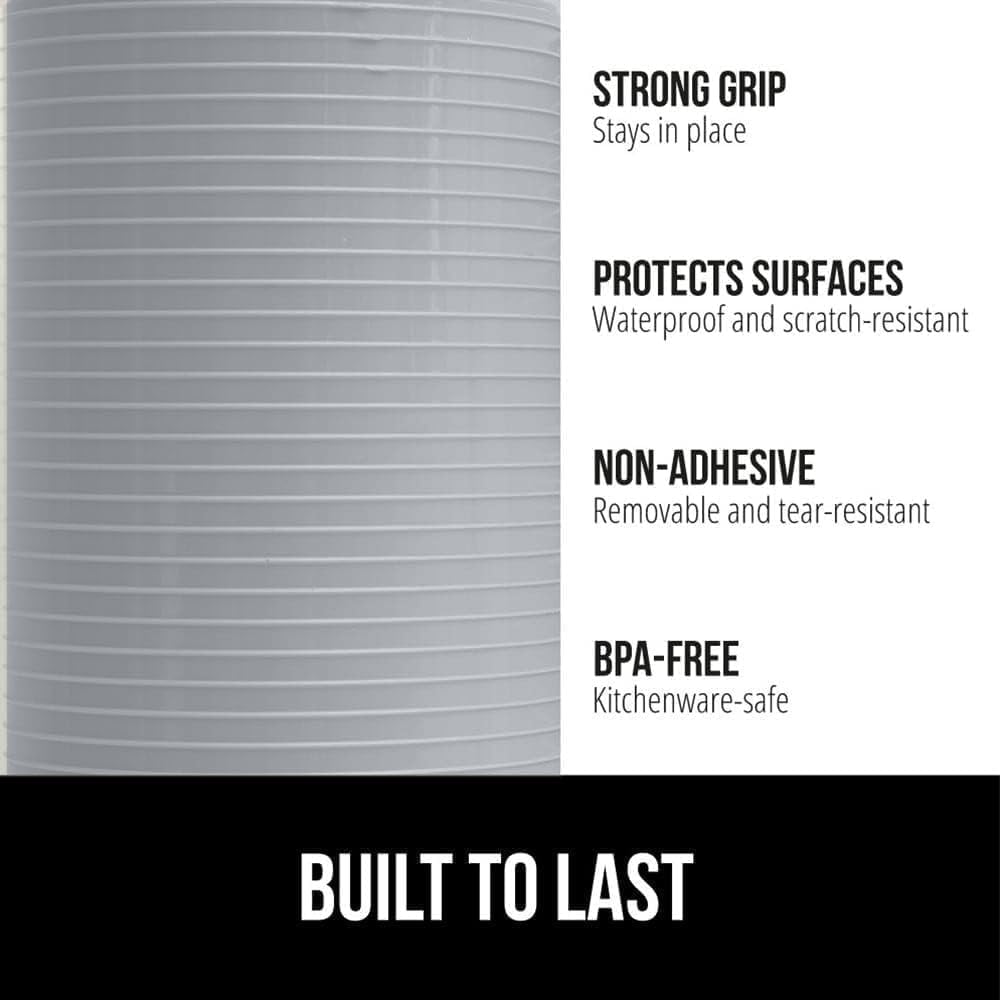 GORILLA GRIP DuraGuard Shelf Liner, Non-Adhesive Cabinet Liners for Kitchen Drawers, Shelves, Refrigerator, Pantry Storage, Bathroom Closet, Durable Waterproof BPA Free Ribbed Plastic, 20x10 Lt Gray