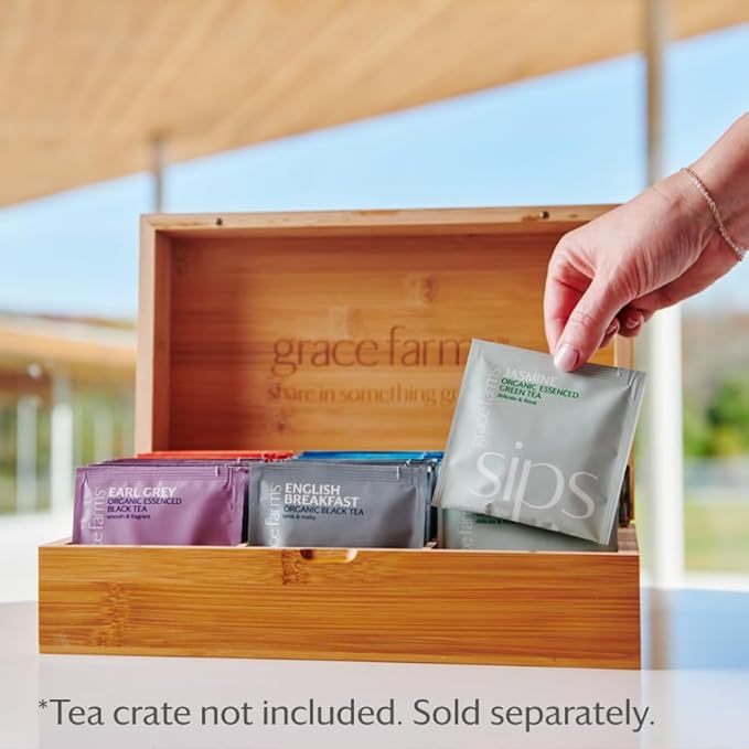 Grace Farms REVIVE Wellness Organic Tea Blend (100 Enveloped Pyramid Sachets w/ String & Tag) | Yerba Mate, Green Tea, & Adaptogens | Natural Energy Coffee Replacement | Fairtrade & Kosher | Gives Back 100% of Profits