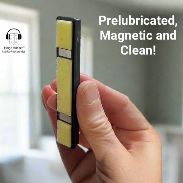 The First-of-Its-Kind Lubricant Cartridge for Squeaky Door Hinges. Mess-Free, Odorless, Sprayless & Prelubricated. Hinge Husher™ Lubricant Cartridges (3 Pack - Silver)