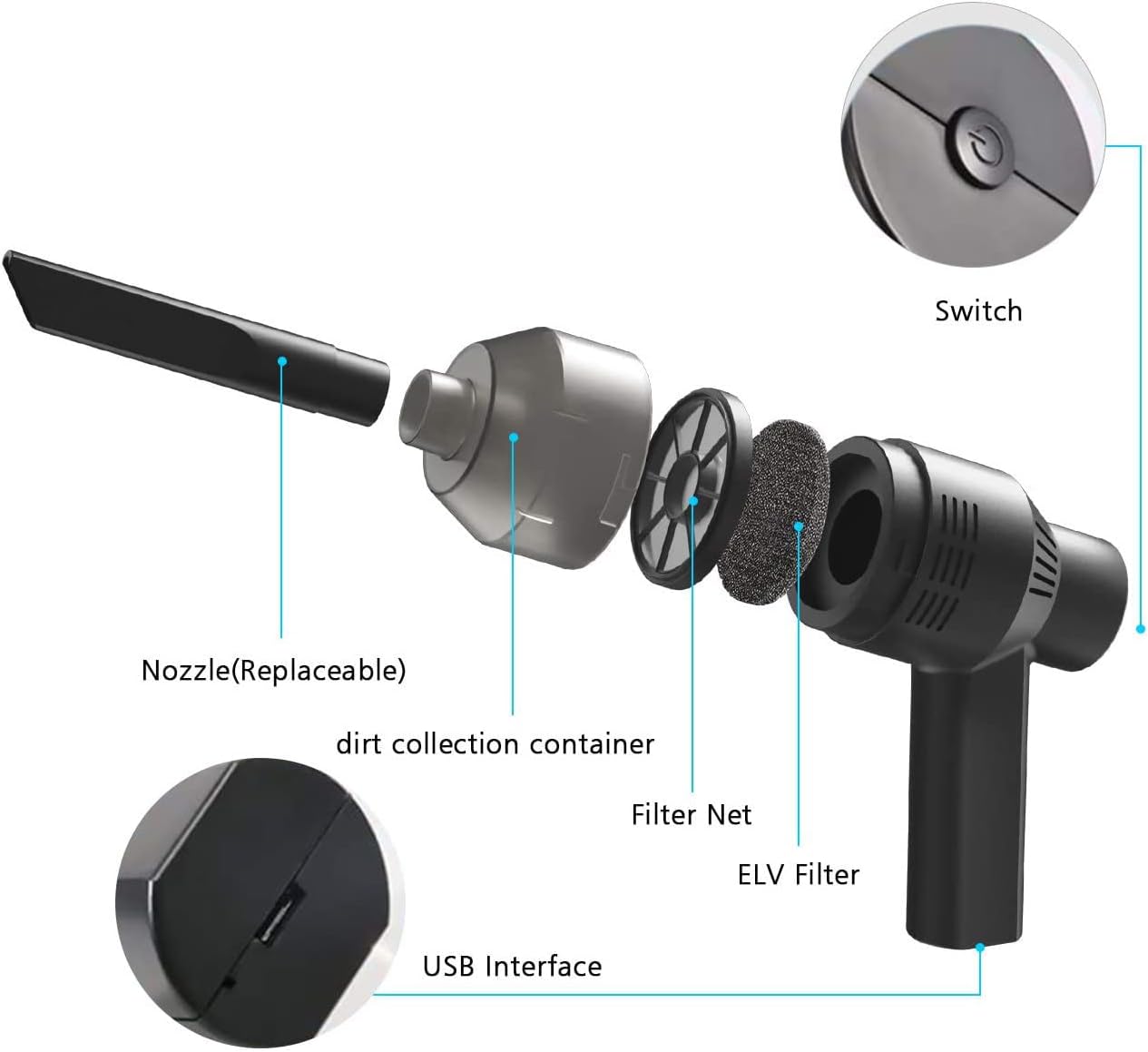 [Upgrade] Mini Vacuum Cordless Vacuum Keyboard Cleaner Mini Computer Vacuum Rechargeable Desk Vacuum for Cleaning Dust,Hair,Crumbs,Eraser Scrap,Laptop,Pet House，Sewing Machine