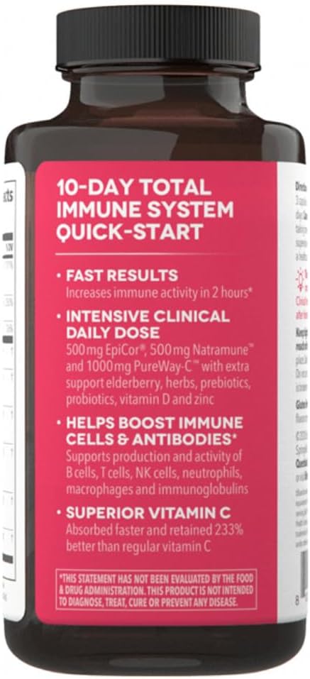 Clinical Immunity - Quick-Start - Immune System Support - Rapid Immunity Response - Boosts Antibodies, B + T + NK Cells, Neutrophils & Macrophagens - Black Elderberry & Pre + Probiotics - 60 Capsules