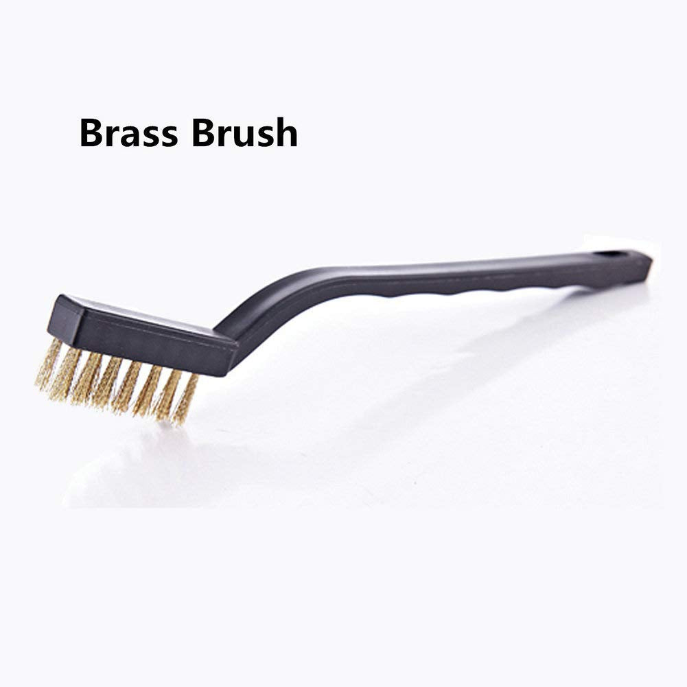 12PCS Mini Wire Brushes, Stainless Steel & Brass Brush Set, Curved Handle Scratch Brush for Automotive, Cleaning Welding Slag and Rust