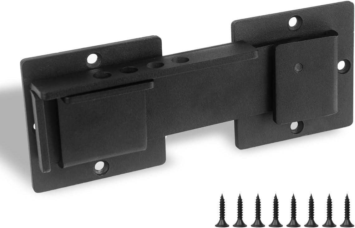 7.5'' Flip Gate Latch Lock with Padlock Hole 4mm Heave Duty Carbon Steel Adjustable Barn Door Lock Safety Gate Hardware for Ourdoor Wooden Fence, Cabinet, Shed, Sliding Doors