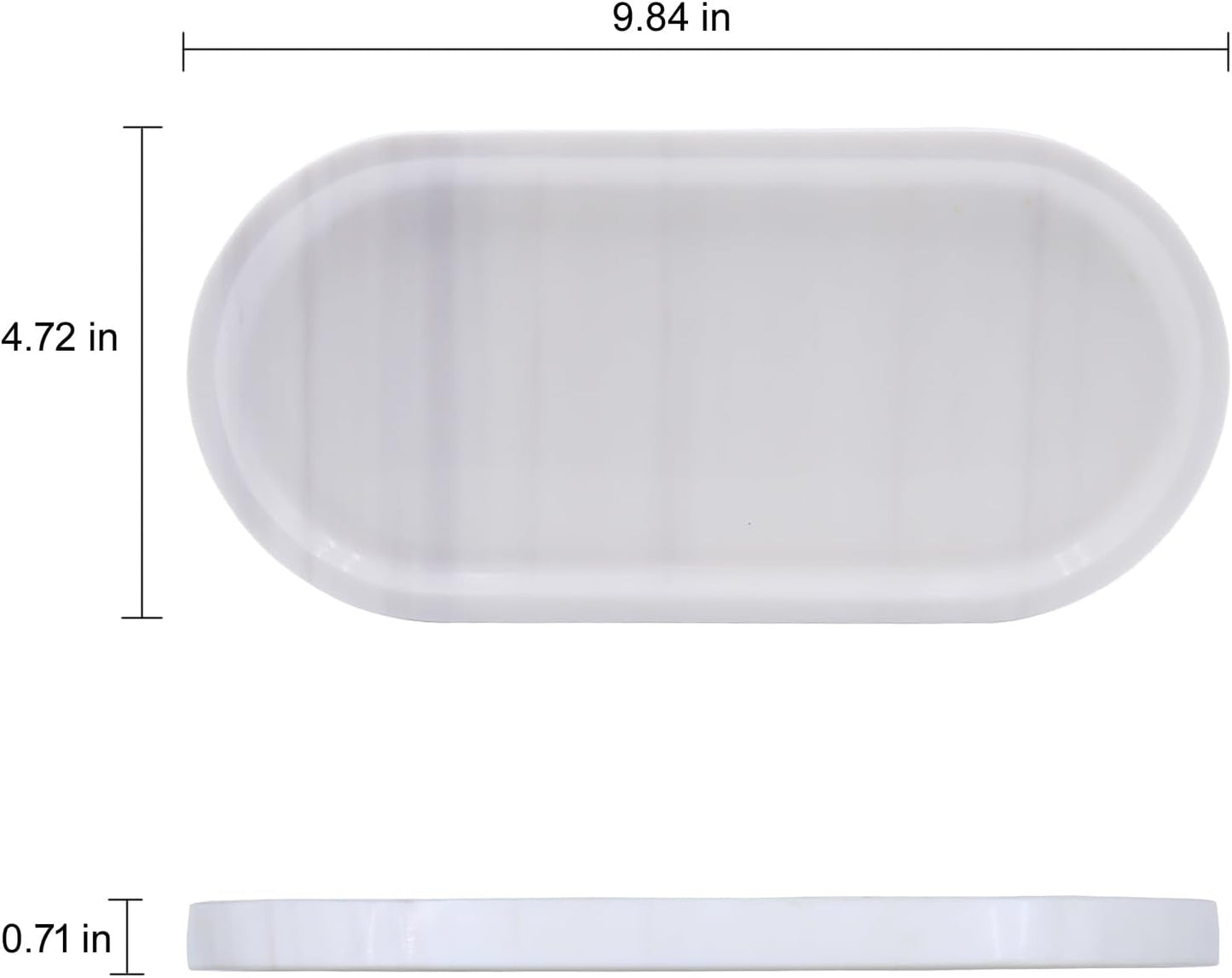 Natural Marble Tray, Oval Vanity Decorative Tray for Bathroom Counter, Countertop Stone Organizer, Catchall Tray for Kitchen, Perfume, Candles, Jewelry Dish Decorative Tray