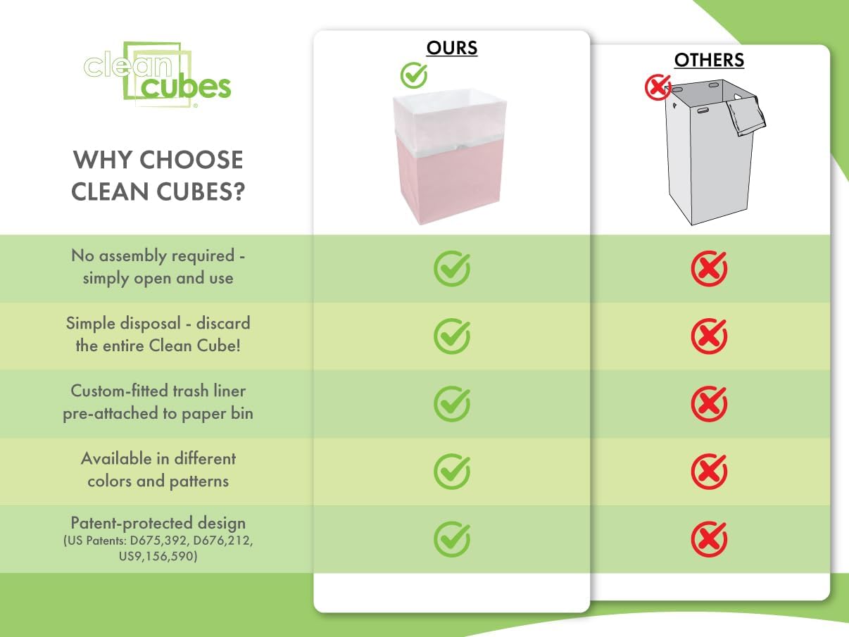 13 Gallon Disposable Pop-Up Trash Cans (6-Pack) with Fitted Bags – Foldable Garbage & Recycling Bins for Parties, Events & Kitchen (Pink, 17" H x 13.5" W x 10" D)