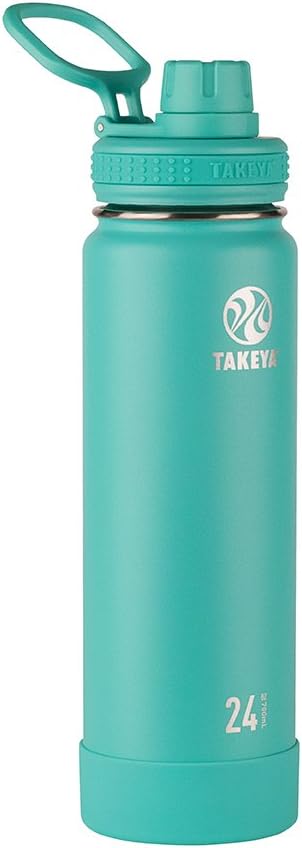 Takeya Actives Water Bottle with Spout Lid - Bottle with Double Stainless Steel Insulation - Dishwasher Safe & BPA-Free - Bottle with Spout Lid & Removable Bumper - 24 oz, Teal
