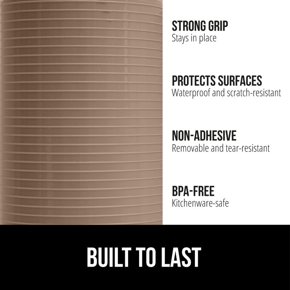 GORILLA GRIP DuraGuard Shelf Liner, 17.5x30 Non-Adhesive Cabinet Liners for Kitchen Drawers, Shelves, Refrigerator, Pantry Storage, Bathroom Closet, Durable Waterproof BPA Free Ribbed Plastic, Beige