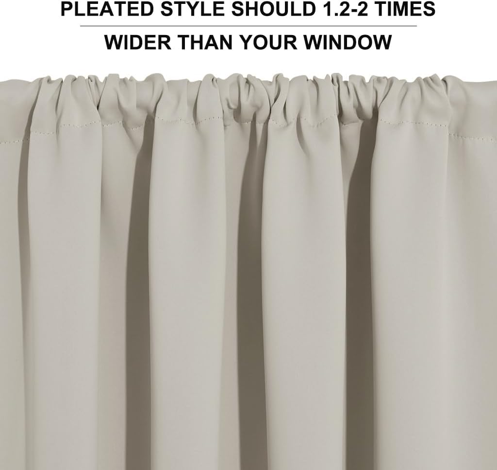 RYB HOME Blackout Short Cafe Curtains, Privacy Light Block Small Window Curtains for Bedroom Kitchen Basement Dining Classroom, W 42 x L 30 inches, Natural, 2 Panels