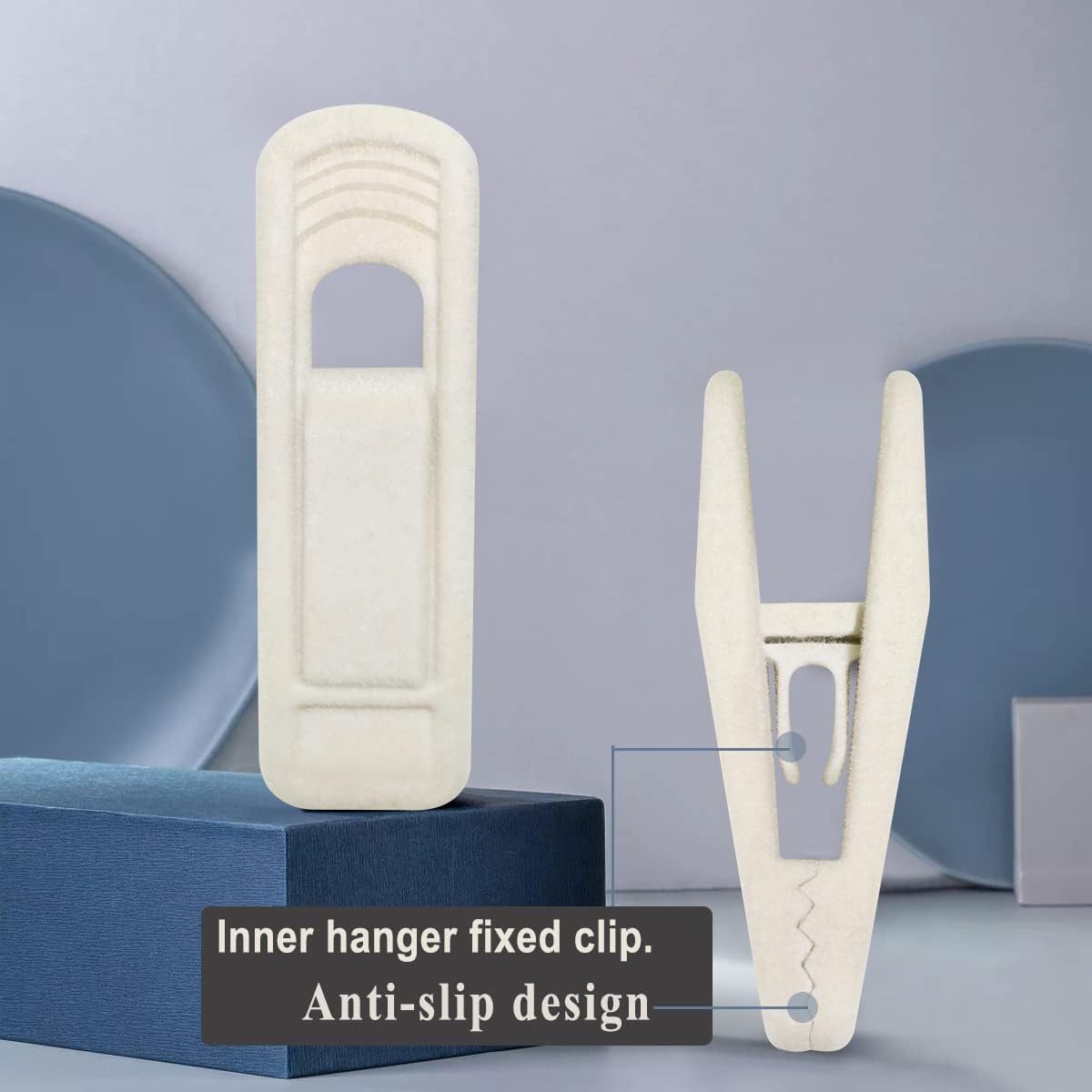 Velvet Hanger Clips - 40 PCS Beige Non-Slip Velvet Clips for Pants, Suits & Skirts