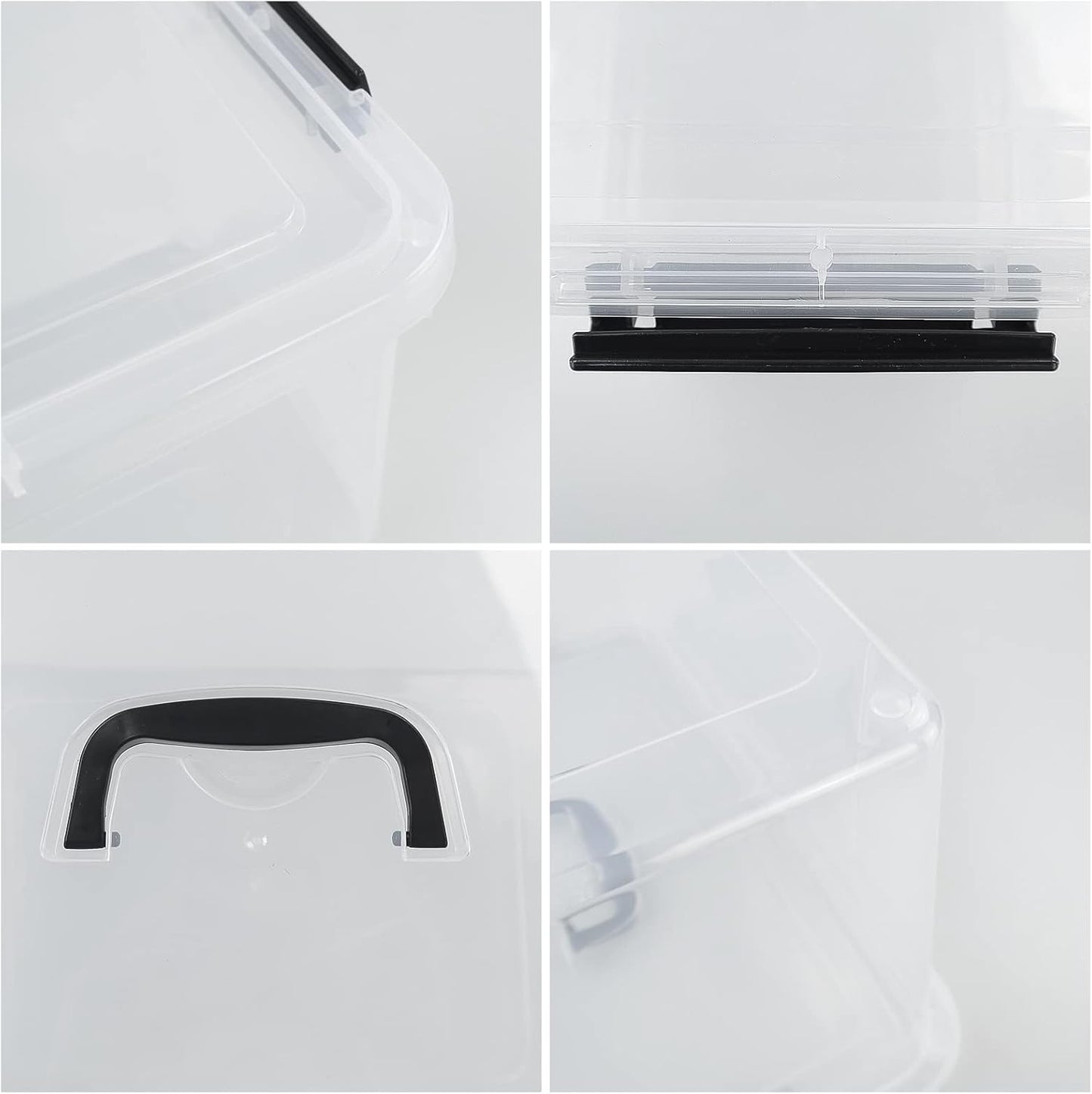 17.5 L Clear Plastic Storage Box, 4-Pack Latch Storage Bin