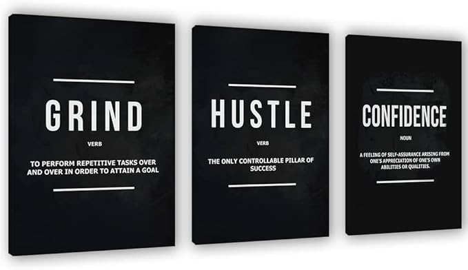 Yetaryy Motivational Poster Inspirational Wall Art 3 Pieces Canvas Painting Lion Artwork for Living Room Office Modern Home Decor Prints Pictures Wall Decor Framed Ready to Hang [48''Wx 24''H]