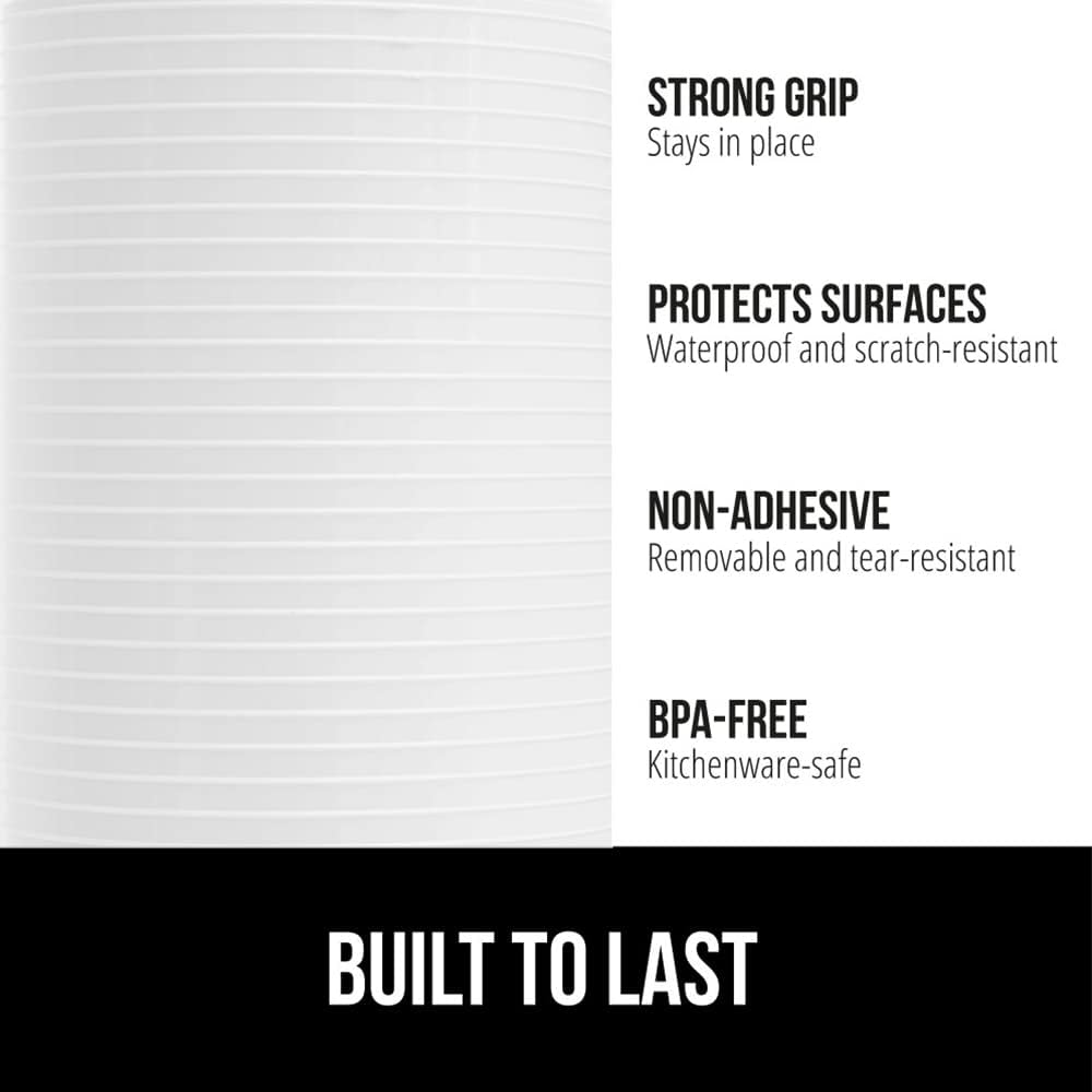 GORILLA GRIP DuraGuard Shelf Liner, Non-Adhesive Cabinet Liners for Kitchen Drawers, Shelves, Refrigerator, Pantry Storage, Bathroom Closet, Durable Waterproof BPA Free Ribbed Plastic, 12x10 White