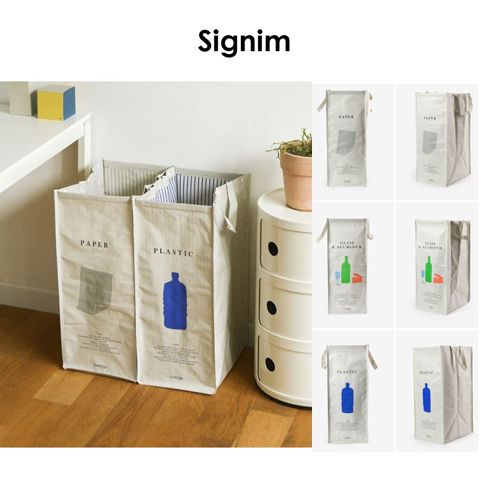 216 Separate Recycling Waste Bin Bags for Kitchen Home Recycle Garbage Trash Sorting Bins Organizer Waterproof Baskets Compartment Container, White (Set of 3 Pack)