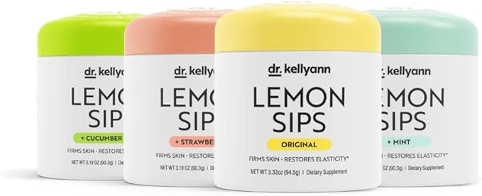 Dr. Kellyann Lemon Sips Citrus Drink Mix (21 Servings) – Lemon Mint Flavor, Sugar-Free Detox, Hydrates & Firms Skin, 1 Pack
