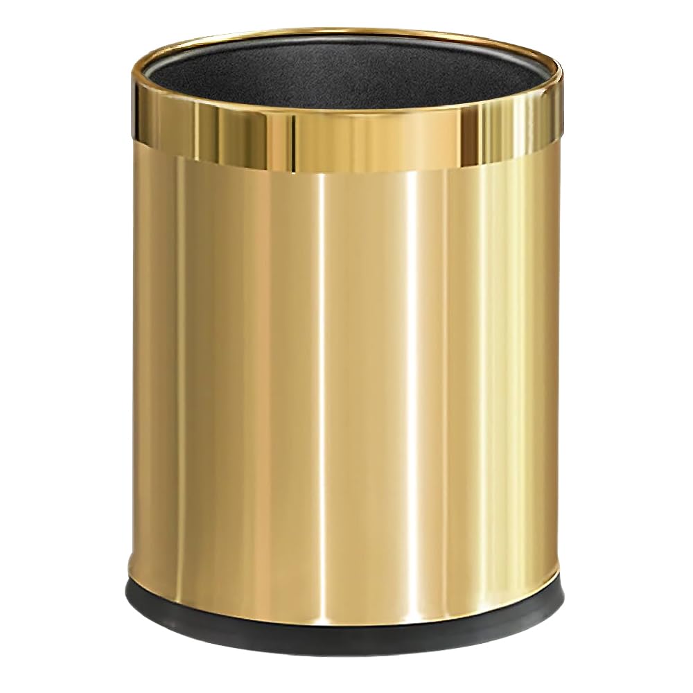 14L/2.6GAL，Gold Bathroom Trash can,Brushed Brass Garbage can,Small Gold Wastebasket for Bathroom,Office,Hotel,Restaurant(Gold14)