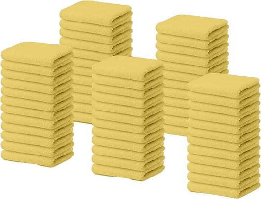 Cotton Terry Towel Rags Yellow 14x17|Pack of 60|Super Absorbent|Quick Dry Multipurpose Restaurant Towels