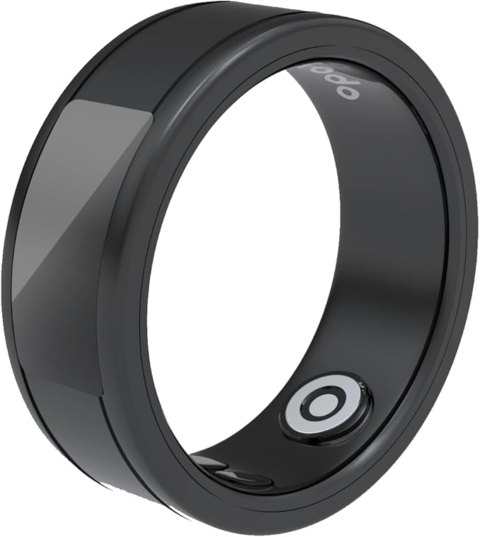 Touch-Control Smart Ring Health Tracker, 5-Day Battery, 20.7mm Size, Monitors Heart Rate, Body Temperature, Blood Oxygen, Menstrual Cycle, Daily Fitness & Calorie Tracking – Black