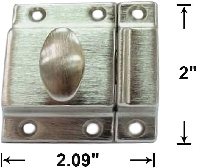QCAA Traditional Large Oval Turn Cabinet Latch, Solid Brass, 2", for Cupboard & Other Furniture, Brushed Satin Nickel, 1 Pack, Made in Taiwan