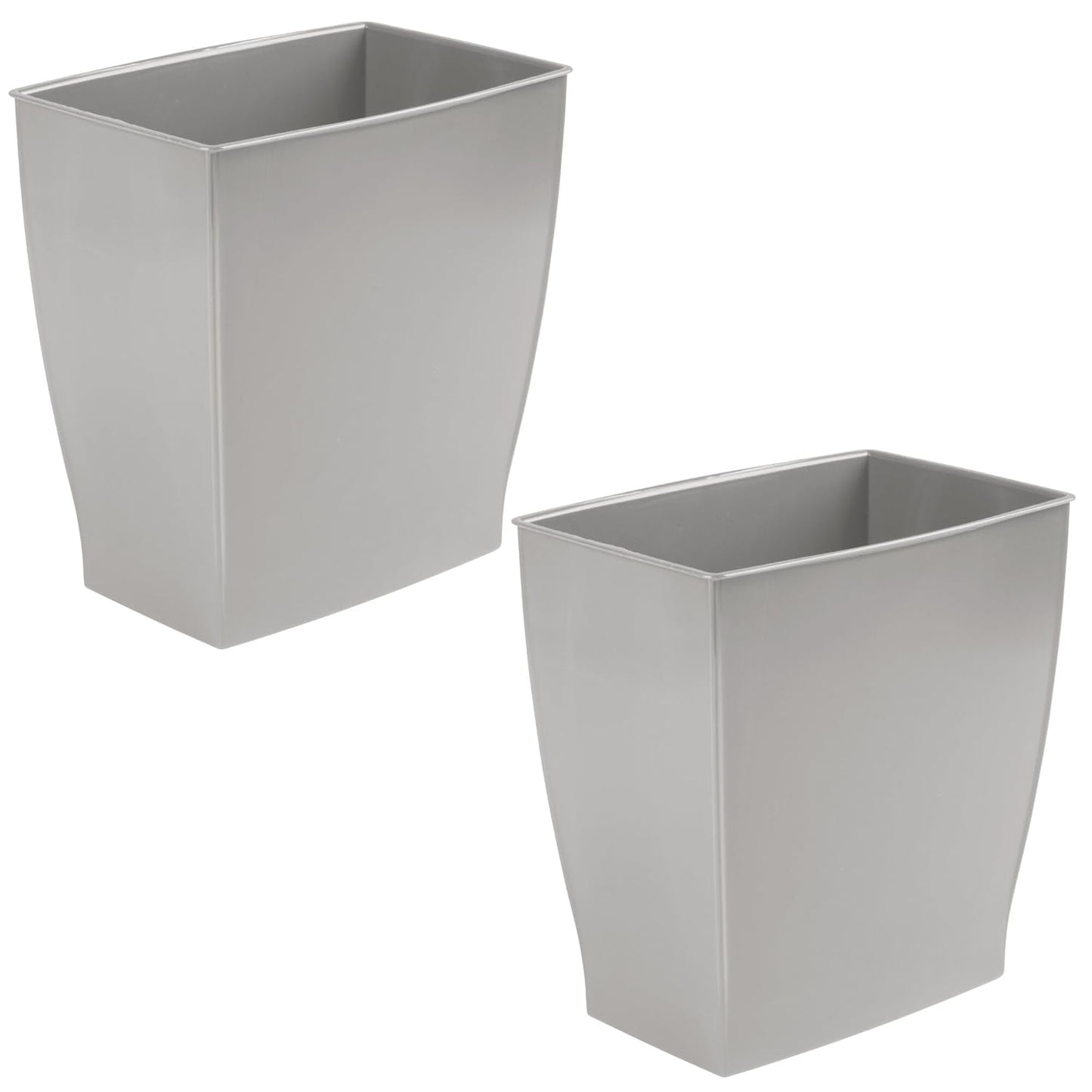 iDesign Small Rectangular Bathroom Trash Cans - Set of 2 - Gray