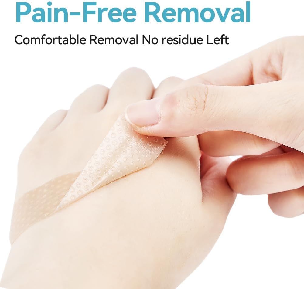 Dimora Silicone Tape 3 Rolls - Hypoallergenic Medical Tape for Sensitive Skin, Pain-Free Removal First Aid Tapes with Easy Tear Precut, Waterproof Surgical Tape,1.6in x 177in