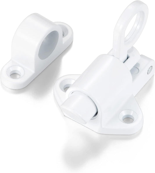 6 Packs Self-Closing Latches，White Spring Door Lock，Resilient Bolt Latch Aluminum Alloy Safety Automatic Spring Barrel Slide Door Lock with Screws,Used for Gate,Window and Cabinet etc