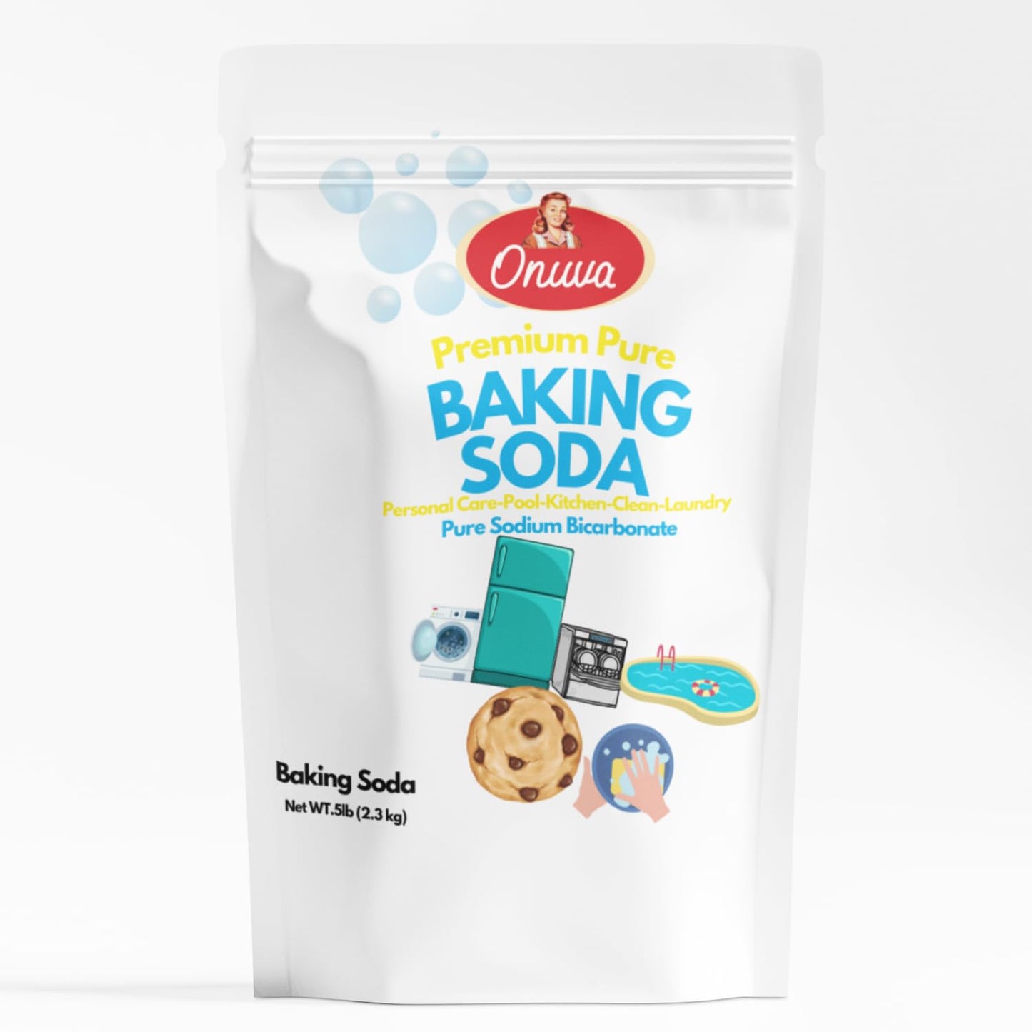 Onuva Naturally Pure Baking Soda – 5 lb (2.27 kg) | Food-Grade | Sodium Bicarbonate | Baking | Cleaning | Deodorizing