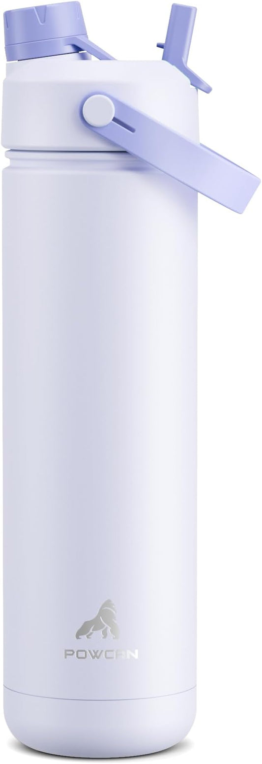 26 oz Insulated Water Bottle with 2-in-1 Straw and Spout Lid, Keep Cold 24H, Leak-Proof, Fits in Car Cup Holder, Stainless Steel Water Bottle for Sports, Travel, and School (Lupine)