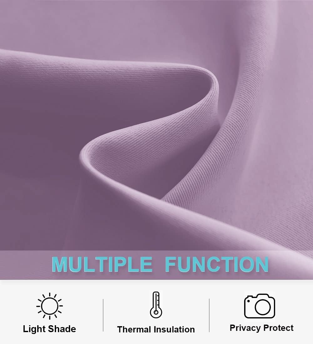 RYB HOME RV Curtains for Camper Windows - Soft Thermal Insulated Small Window Curtain Tiers for Cafe Kitchen Bedroom Basement Glass Door Window, W 42 x L 30 inches, Lilac, 2 Panels