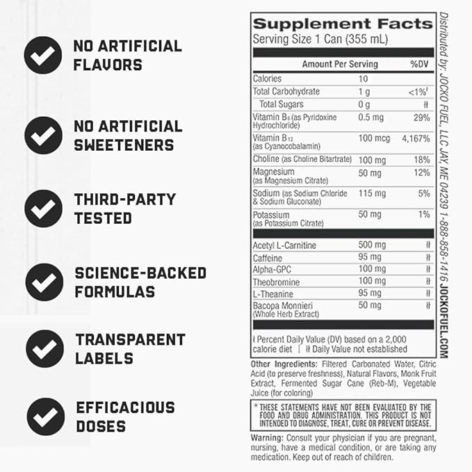 Jocko GO Energy Drink - Keto, Vitamin B12, Vitamin B6, Electrolytes, L Theanine, Magnesium- Energy Boost, Sugar Free Nootropic Monk Fruit Blend - 12 Pack (Lemon Lime)
