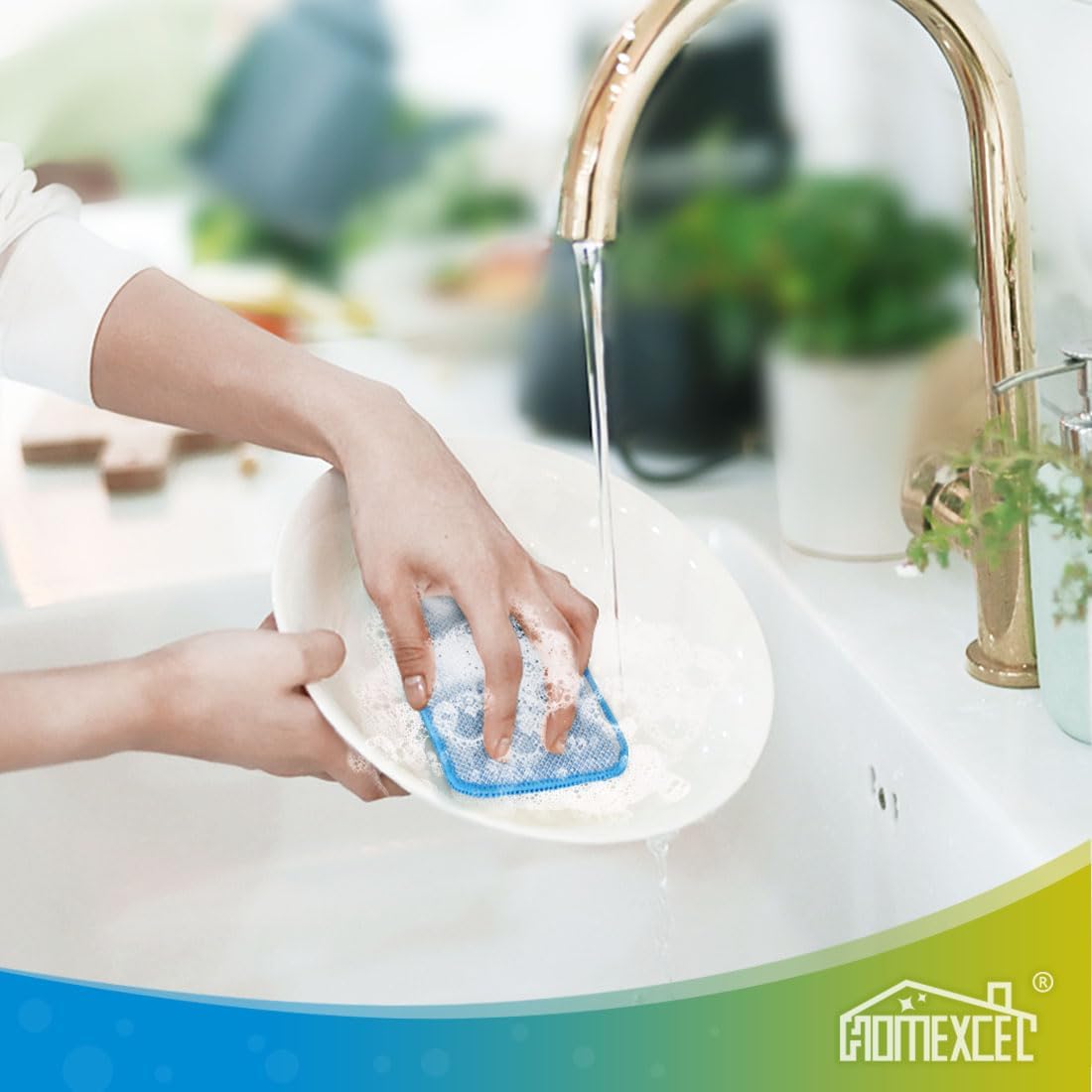 HOMEXCEL 12 Pack Scrub & Wipe Cloths, Scrub Sponges with Non-Scratch Wire Dishwashing Rag for Kitchen, All-Purpose Cloth for Dishes, Pots, Pans, Non-Stick Cookware, Countertops (Blue)