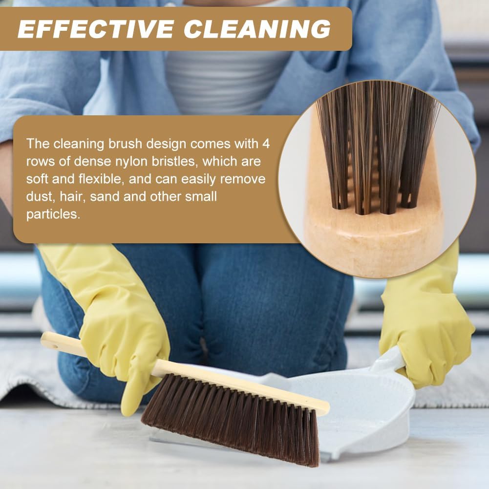 2 Pieces Hand Brushes for Cleaning Long Handle,Wooden Dust Brush Plastic Bristles,Soft Bristle Broom,Bench Brush Shop Brush,Rug Brush,Drafting Brush,Wood Dish Brush(Size:8.66x2.68 inches)