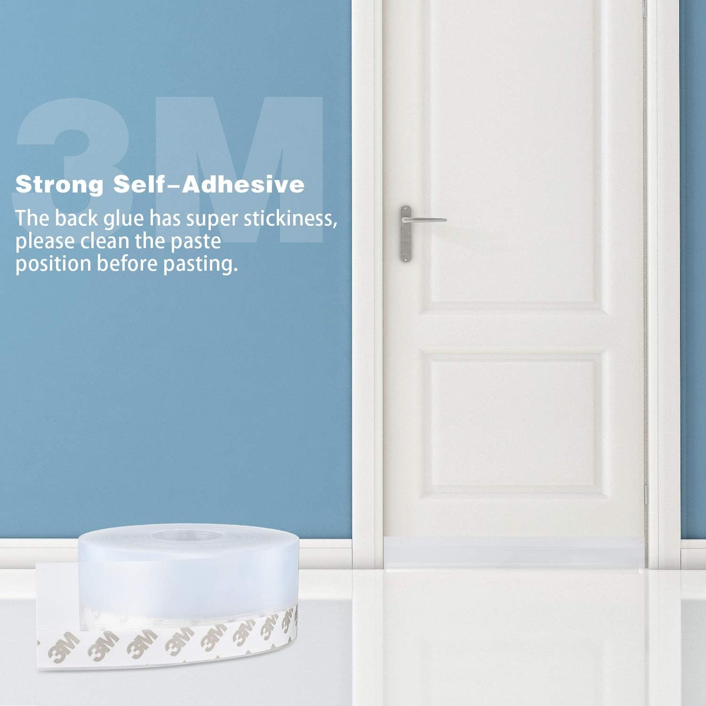 26 Feet Silicone Seal Strip, Transparent, 35MM - Door & Window Seal, Draft Stopper Adhesive Tape for Doors, Windows & Shower Glass Gaps